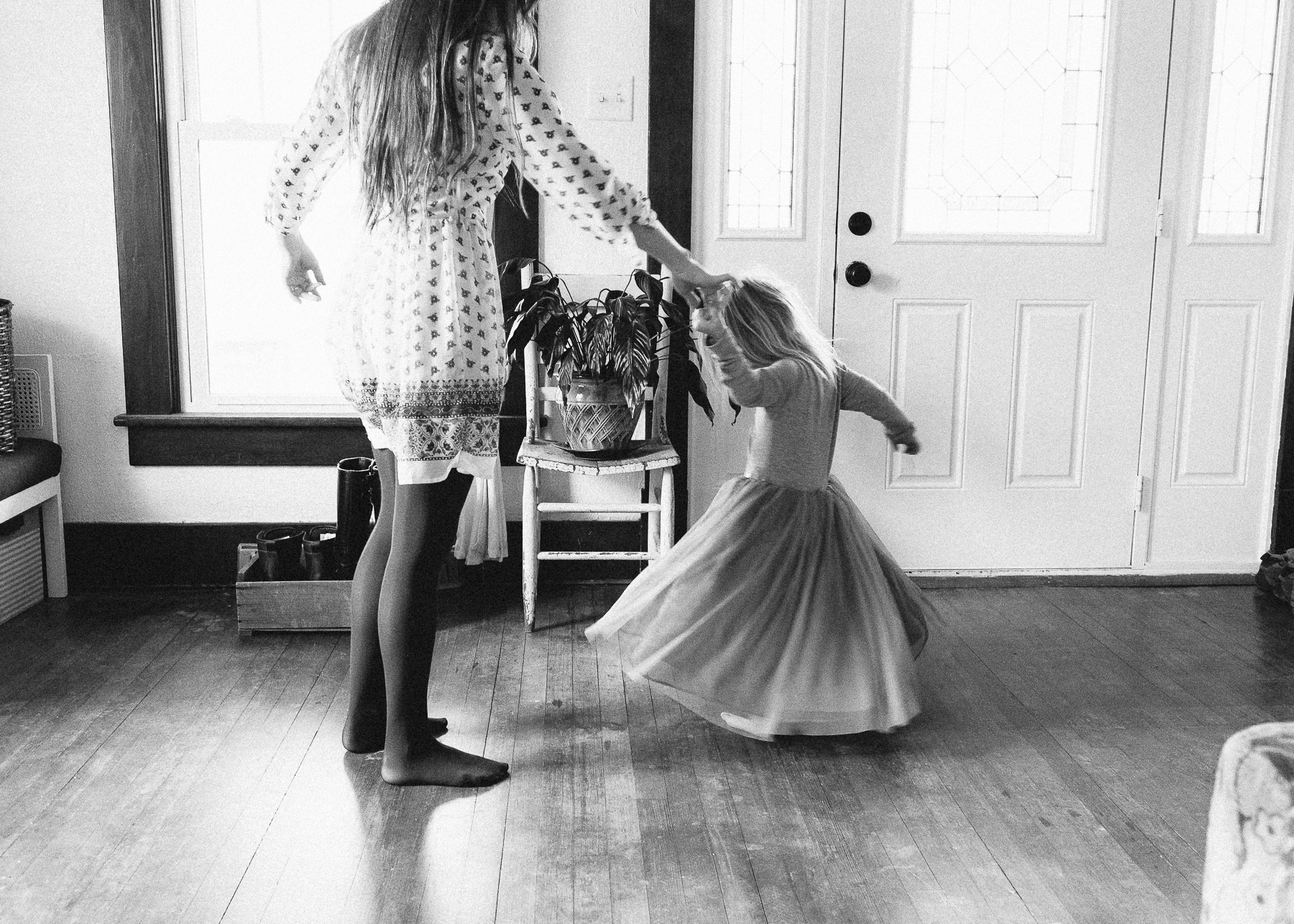 mother and daughter dancing