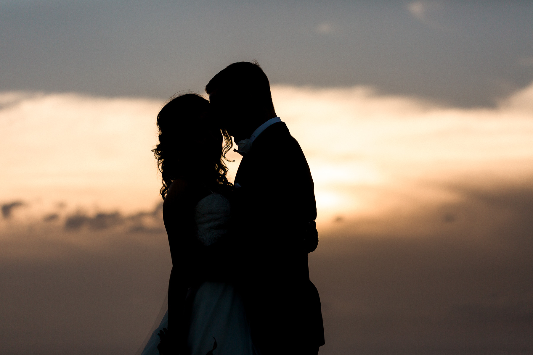 bride and groom sunset portraits