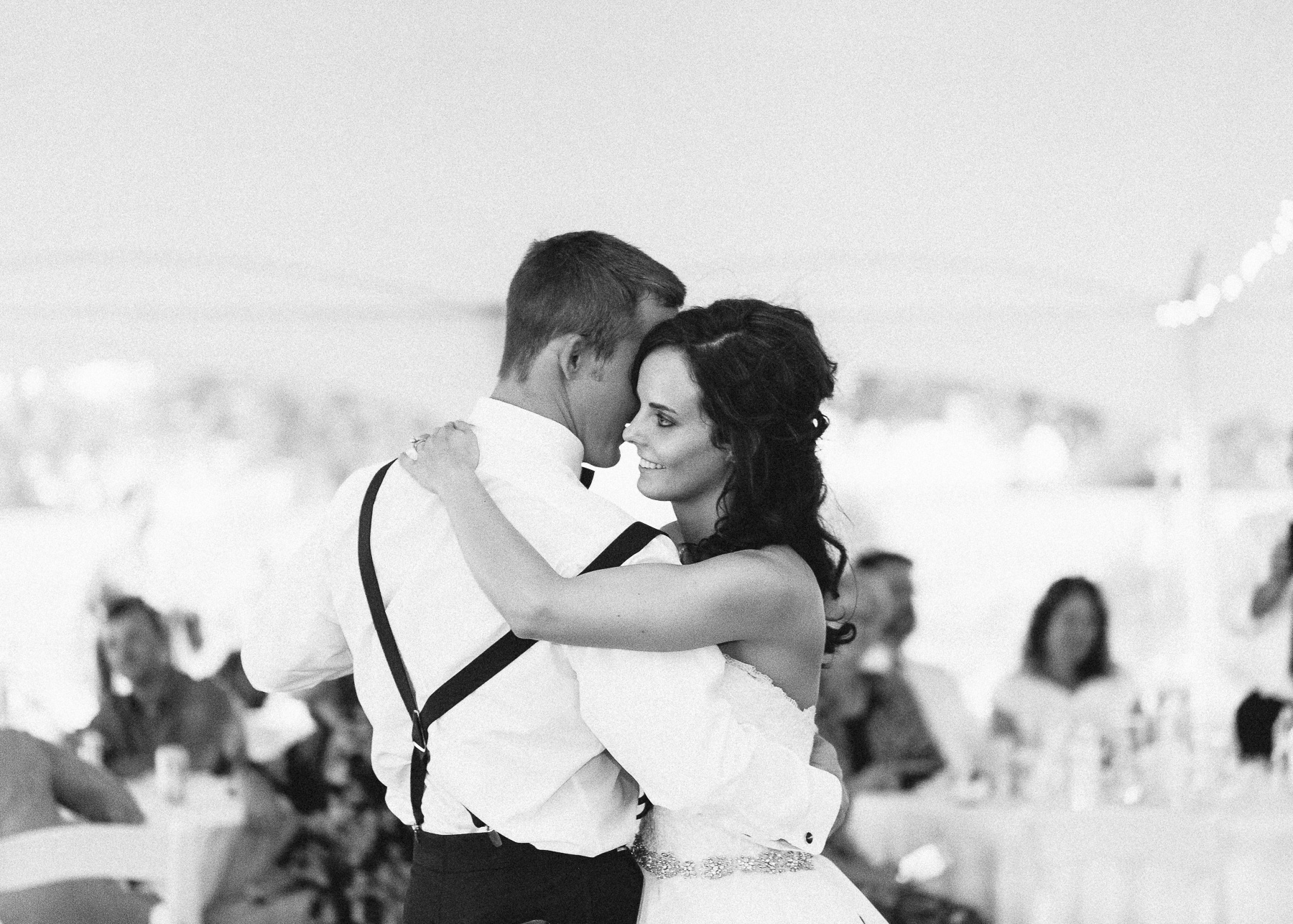 bride and groom dancing