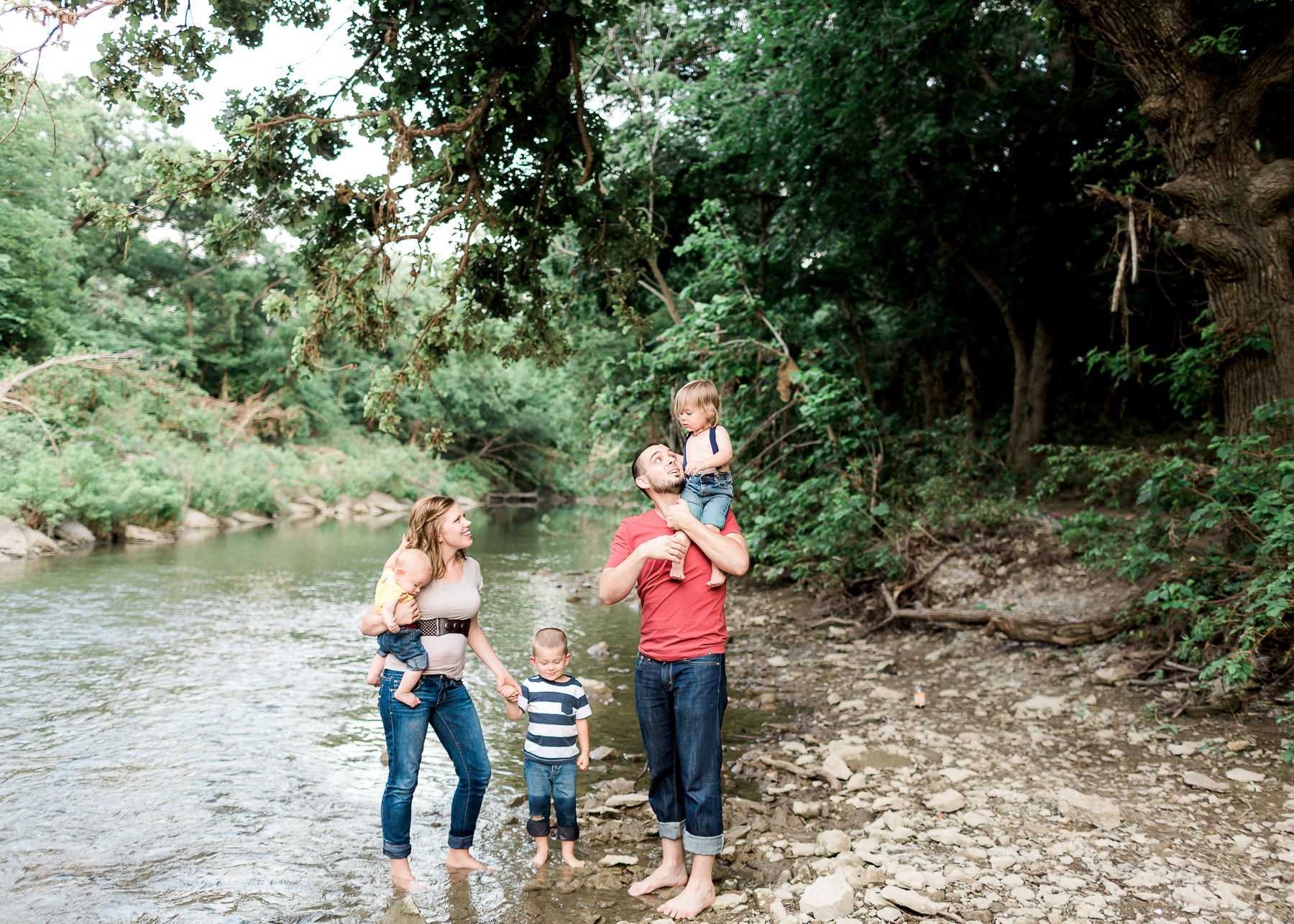 family near creek