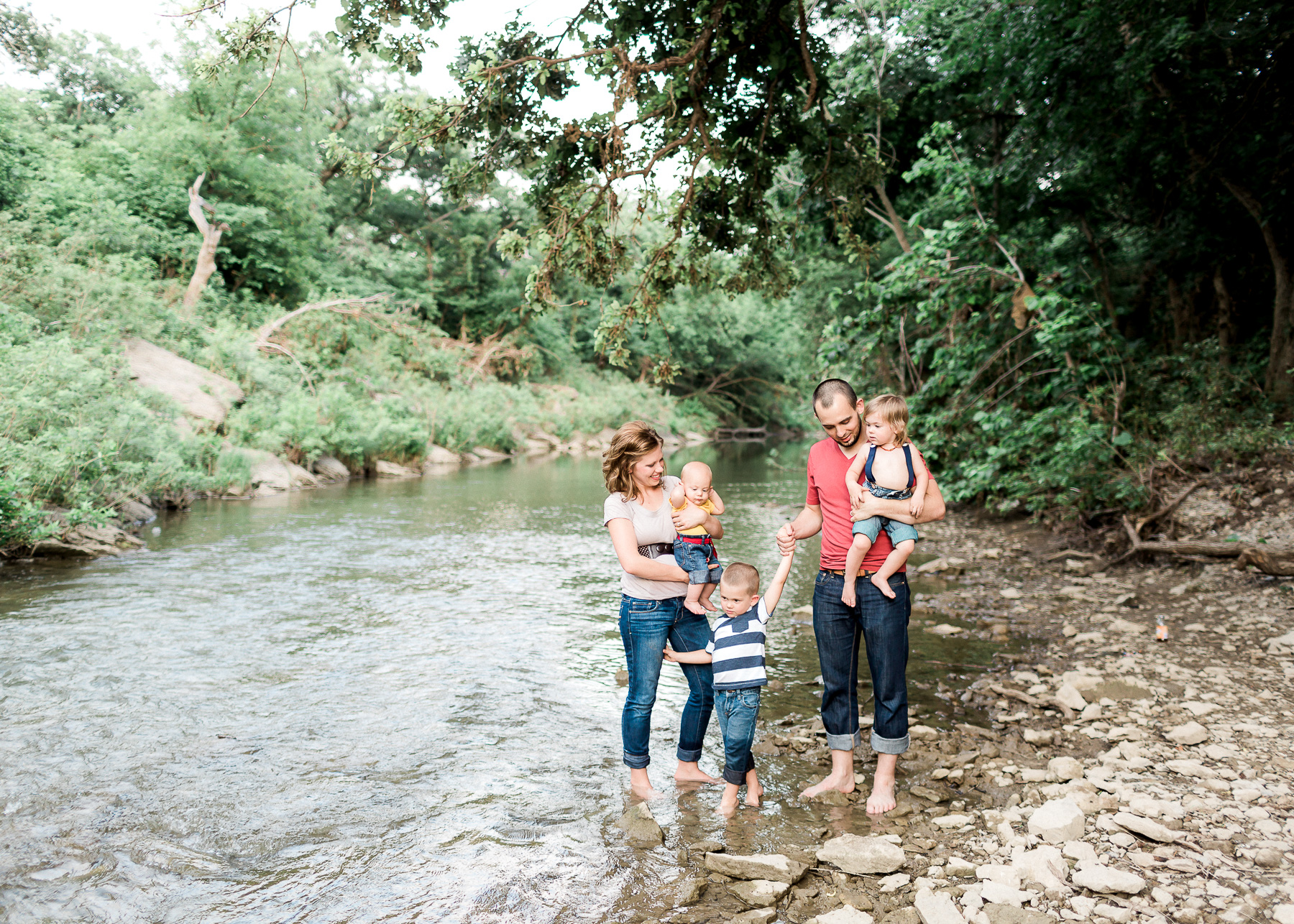 family near creek