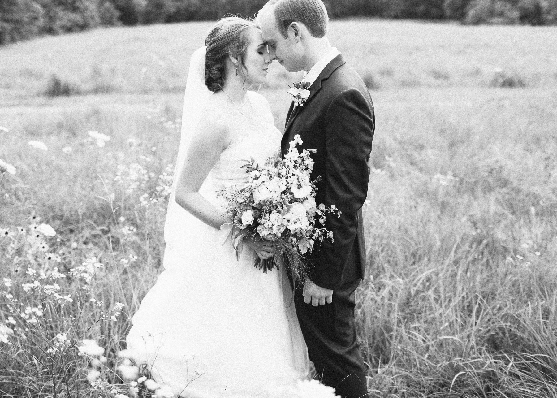 black and white bride and groom portrait