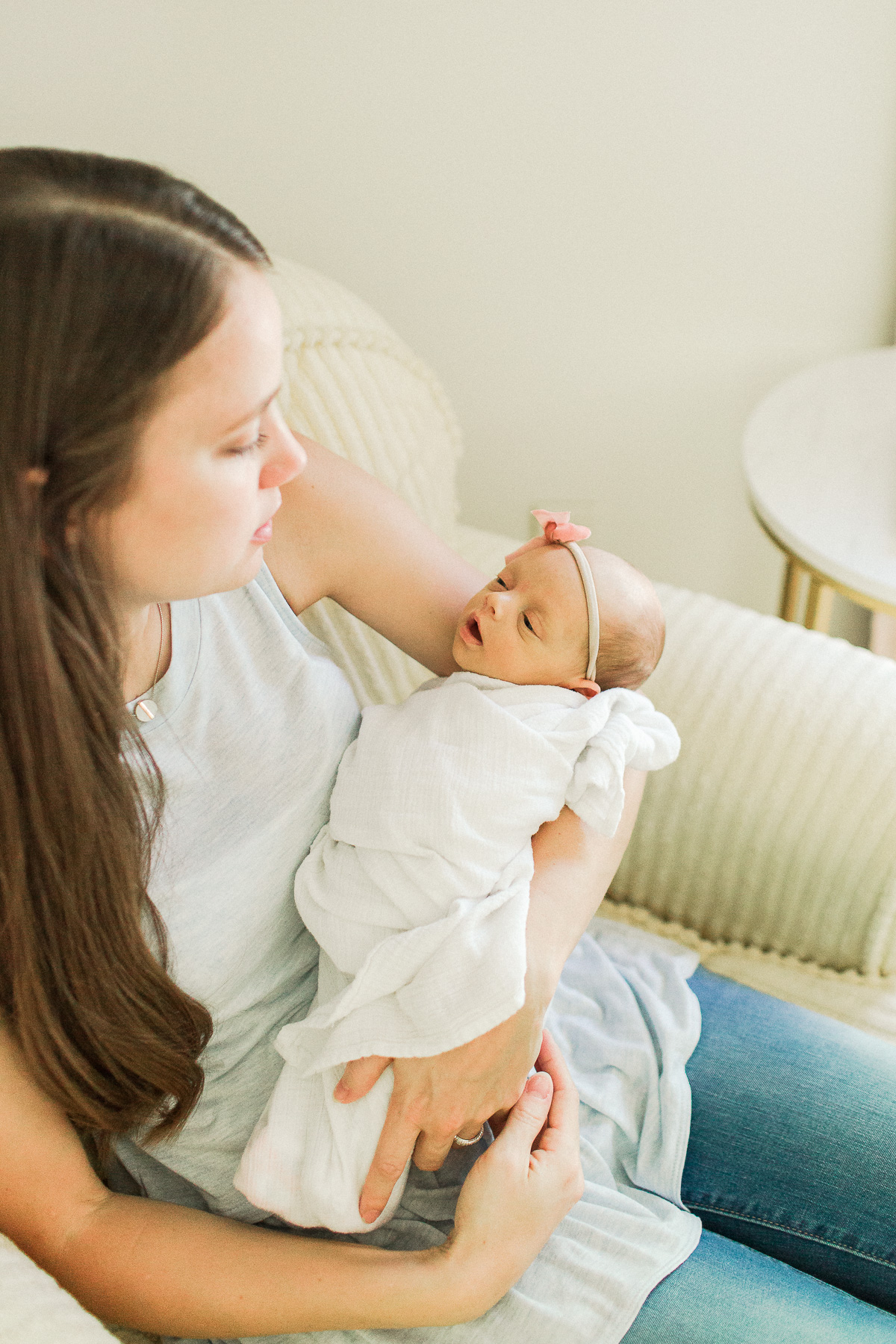 close up of baby in mama's arms